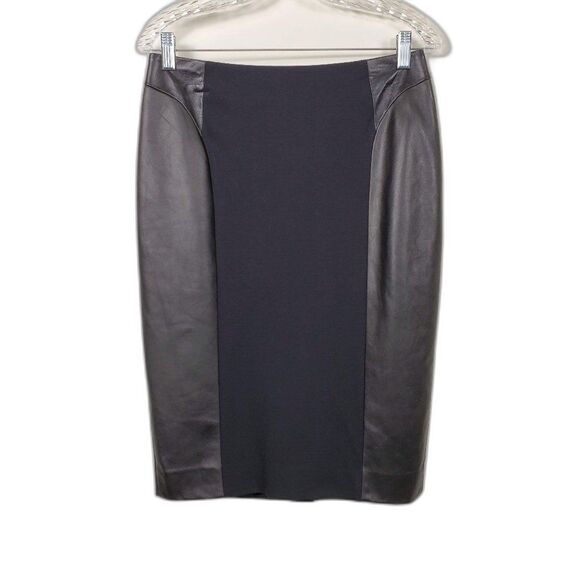 Classiques Entier Leather Rayon Pencil Skirt Womans Size 8 Black
